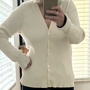 Banana Republic Cream Button-Up Cardigan M